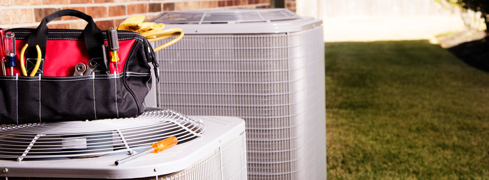 Tools on HVAC system for maintenance.
